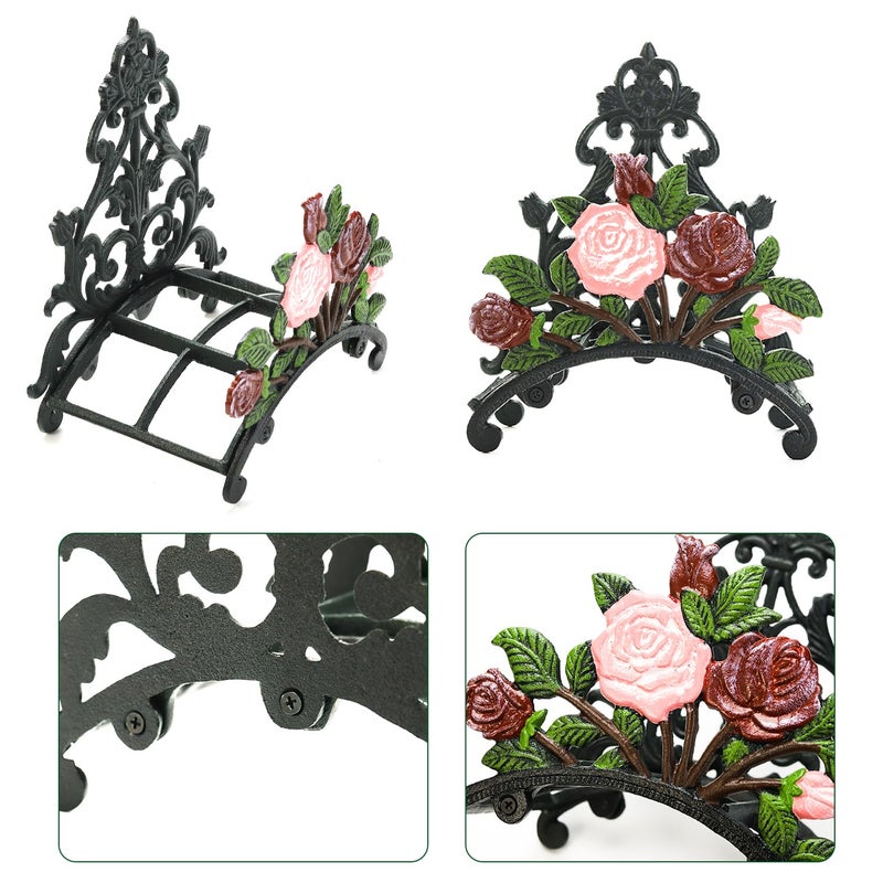 Sungmor Cast Iron Heavy Duty Garden Hose Holder - Decorative Hand-Painted Peony Wall Mounted Water Hose Hanger - Wall Decoration Hanging Hose Rack - Hose Reel Storage Butler - Metal Hose Stand - Image 4